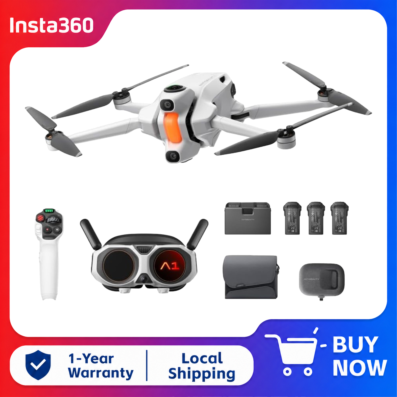 Drone Gimbal For Insta360 - Insta360 Antigravity A1 Explorer Bundle (3